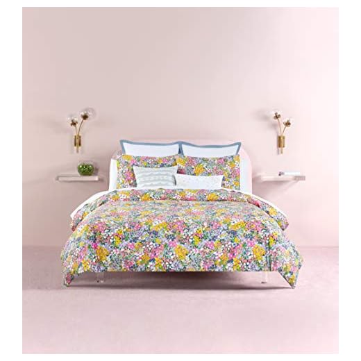 Kate Spade New York Floral Dot 212 TC Jacquard Set of 3 Duvet Set, King Size, 100% Cotton (Lilac)