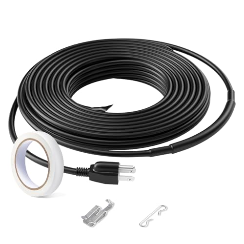 VEVOR Self-Regulating Pipe Heating Cable, 12FT 5W/FT Heat Tape for Pipes, Roof Snow Melting De-icing, Gutter and Pipe Freeze Protection