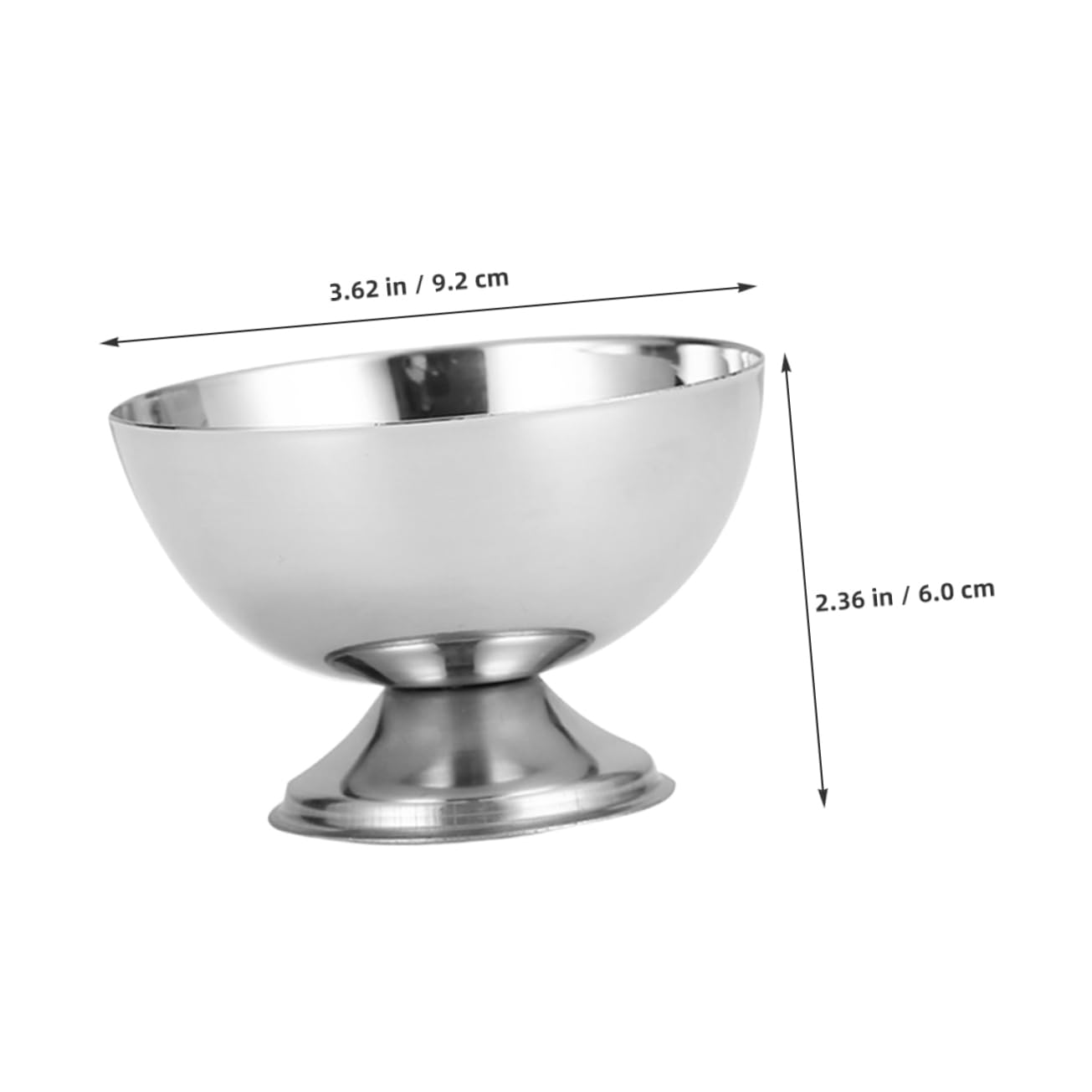 Cabilock 2pcs Stainless Steel Ice Cream Goblet Cup Footed Dessert Bowl Salad Serving Dish Trifle Tasters for Parfait Sundae Pudding Fruits Snacks Appetizers