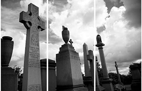 1art1 Gothic - Silence, Glasgow Necropolis, 3-częściowe obrazy obraz na płótnie na blejtramie | XXL obraz ścienny plakat druk artystyczny jako obraz na płótnie 120 x 80 cm