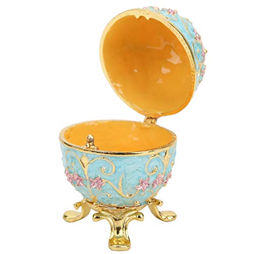 Organizador de joias de ovo Fabergé, figura esmaltada esmaltada vintage feita à mão decorativa com d