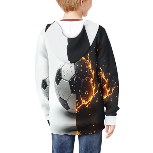 Soccer Ball Theme Boys Zip Up Hoodie Comfy Long Sleeve with Pockets Casual Kid Hooded Sweatshirts 8-16 Years4