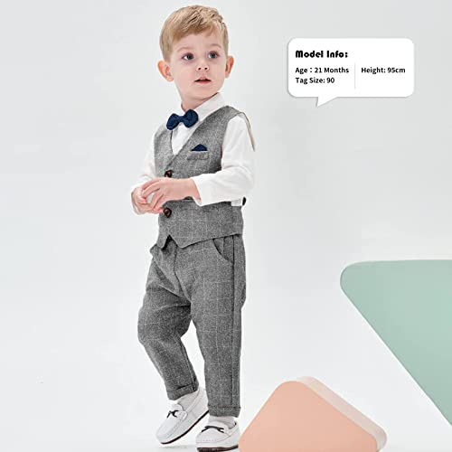 Image of Volunboy Toddler Suit Boys Formal Wedding Guest Dress Outfit | graduation dress clothes, gentleman ring bearer bowtie outfit, back-to-school pants set, birthday photoshoot dressy outfit