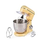 Salter British Bakes Stand Mixer – 5L Food Mixer for Baking, 1300W, 10 Speeds, Easy Control Dial, Removeable Splash Guard, Yellow Electric Kitchen Appliance with Whisk, Dough Hook and Beater