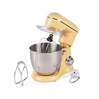 Salter British Bakes Stand Mixer – 5L Food Mixer for Baking, 1300W, 10 Speeds, Easy Control Dial, Removeable Splash Guard, Yellow Electric Kitchen Appliance with Whisk, Dough Hook and Beater