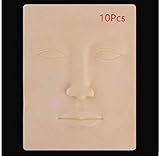 ASIBT Set of 10 High Quality Microblading Practice Skin 19×14.5×0.3cm 3D Cosmetic Permanent Makeup Face Tattoo Training (3D Faces)
