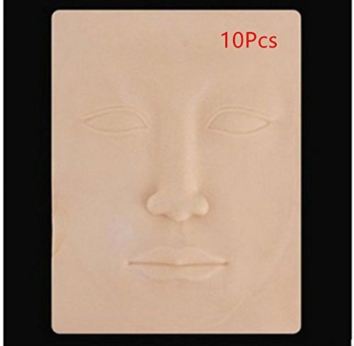 ASIBT Set of 10 High Quality Microblading Practice Skin 19×14.5×0.3cm 3D Cosmetic Permanent Makeup Face Tattoo Training (3D Faces)