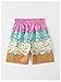 GORGLITTER Boy's Star Graphic Shorts Elastic Waist Track Shorts Straight Leg Slant Pocket Shorts Multicolor Cream 11Y