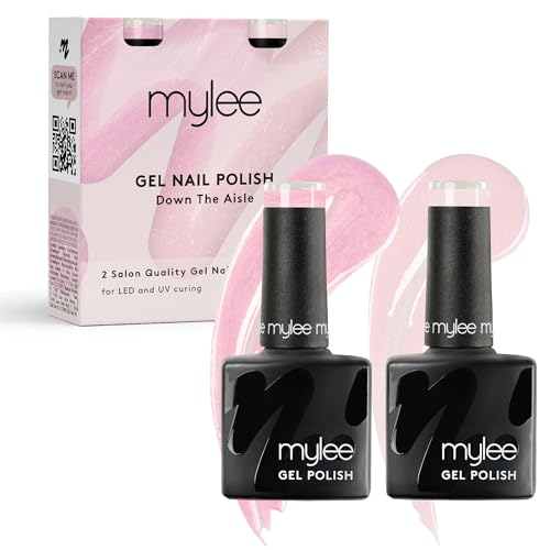Mylee Gel Nail Polish Duo Set 2x8ml [Down The Aisle] - UV/LED Soak-Off Nail Art Manicure Pedicure for Professional, Salon & Home Use - Long Lasting & Easy to Apply