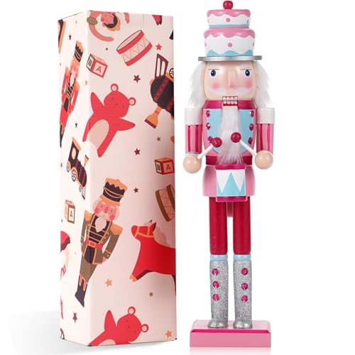 VorFor Kuchenkopf Trommel Nussknacker Figur,38CM Makron-Farbe...