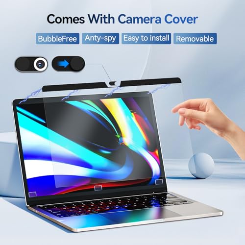 Image of Magnetic Anti Blue Light Screen Protector for MacBook Air 15 Inch (2023-2026, M2, M3, M4. M5), Removable MAC 15.3 inch Blue Light Filter , Bubble-Free Install , Eye Protection Glare Laptop Screen Protector