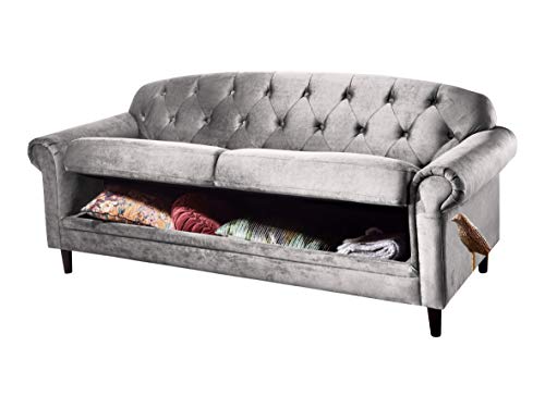 Preisvergleich Produktbild Atlantic Home Collection Sofa CARLA, mit Stauraumfunktion, Wellenunterfederung (NOSAG), Velourbezug in Samthaptik, Silbergrau