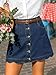 CUPSHE Women’s Denim Mini Skirt Button Front A-Line Jean High Waist Scalloped Hem Casual Outfits