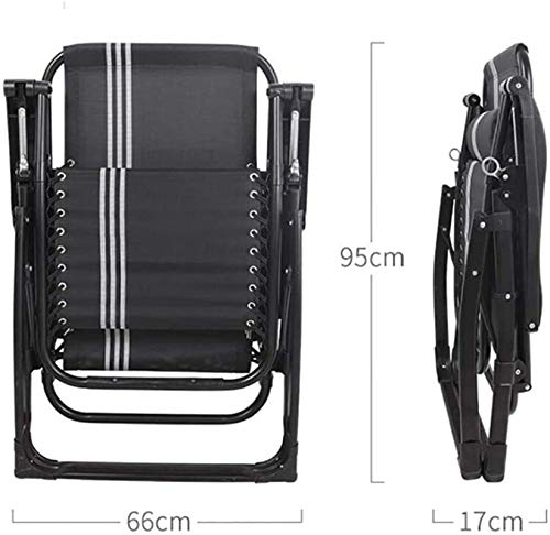 Chaise de camping pliante et inclinable noire grand format rembourrée - 4