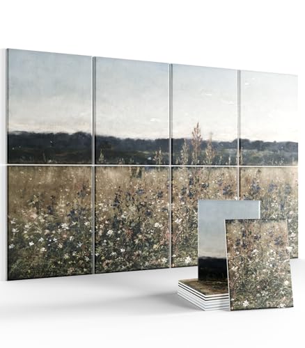 Wall Art Acoustic Panels,35''X24''Sound Absorbing Panels-8-Pack with 50 Adhesive Tabs, Decorative Sound Absorbing Panels for Living Room and Recording Studio, Offices-Champ Fleuri