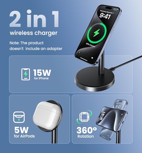 Chargeur magnétique sans fil noir induction aimanté pour téléphone et smartphone - 2