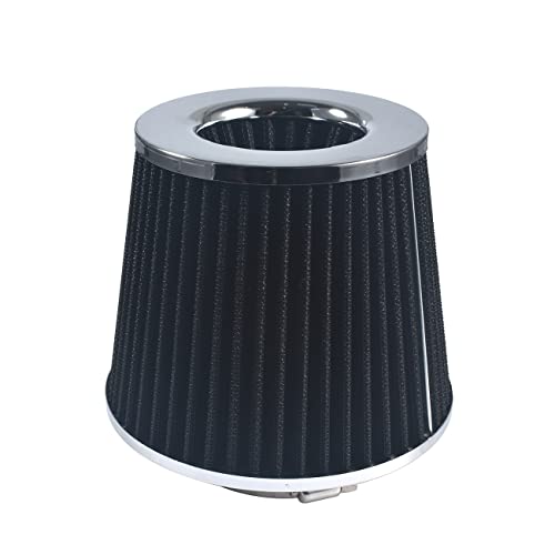 OQUGRHR Filtro de admisión de aire cónico de alto flujo universal de 76 mm, color negro