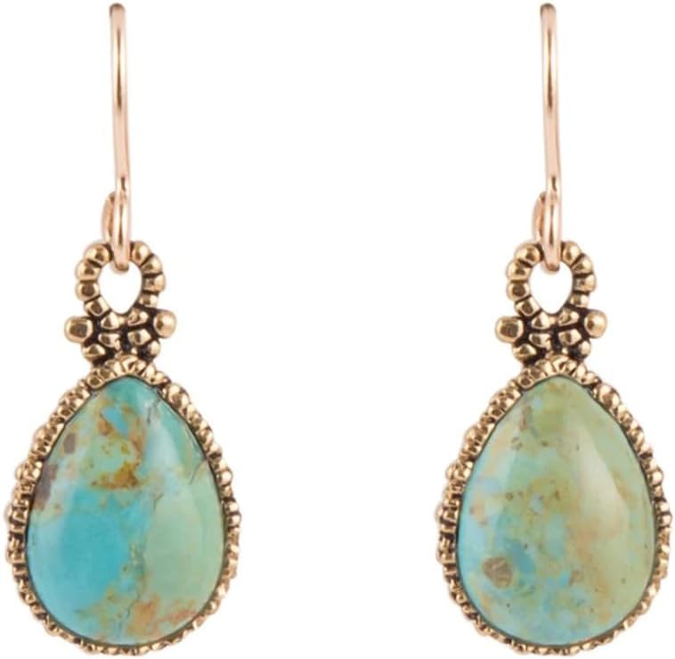 Barse Jewelry Dreamy Drop Blue Turquoise and Golden Earrings
