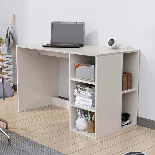 Image of Bniture Wooden Study Table for Home with Bottom Storage | Engineered Wood Study Table with Book Shelf | Multi Purpose Computer Desk for Writing | Laptop Table for Office & Home | Frosty White