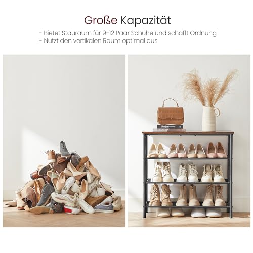 VASAGLE Schuhregal Schmal mit 4 Ebenen, Platzsparend, Metall – Ansicht 8