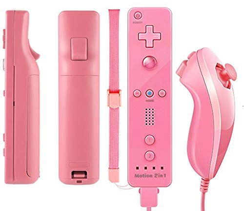 TheMax® WII U - Mando a distancia para Nintendo Wii U Remote WII (incluye funda de silicona y correa), color azul oscuro hot pink