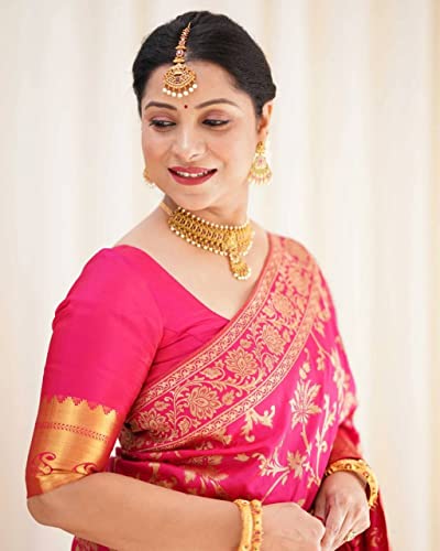 Image of SGF11 Women's Kanjivaram Soft Silk Saree With Blouse Piece