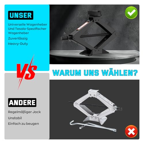 IMAYCC 3T Wagenheber Neues Upgrade, Universelle Scherenwagenheber für Auto mit Gummiauflage, Tragbarer Wagenheber mit Radmutternschlüssel, Auto-Notfallset für SUV MPV Tesla Wartung und Reparatu
