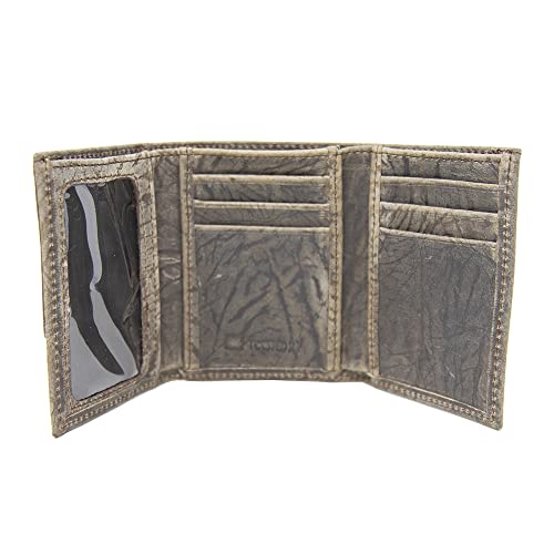 Twisted X Leather Elephant Embossed Trifold Wallet with Overlay (Grey)4