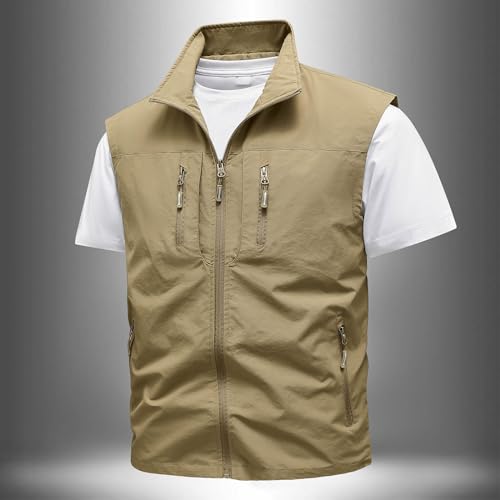 Waistcoat Vest for Men Summer Lightweight Casual Outdoor Work Vest Sleeveless Zipper Quick Drying Jacket2