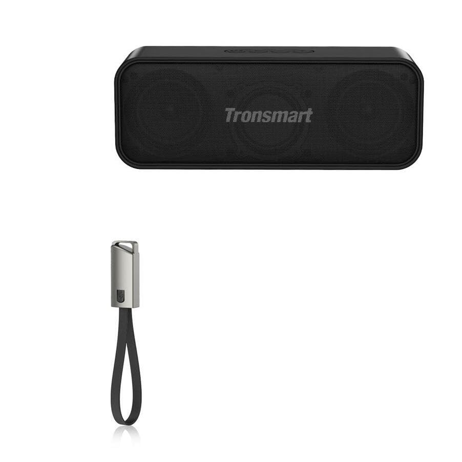 BoxWave Cable Compatible with Tronsmart T2 Mini Portable Outdoor Speaker - USB Type-C Keychain Charger, Key Ring USB Type-C to Type-A 8 in USB Cable - Jet Black