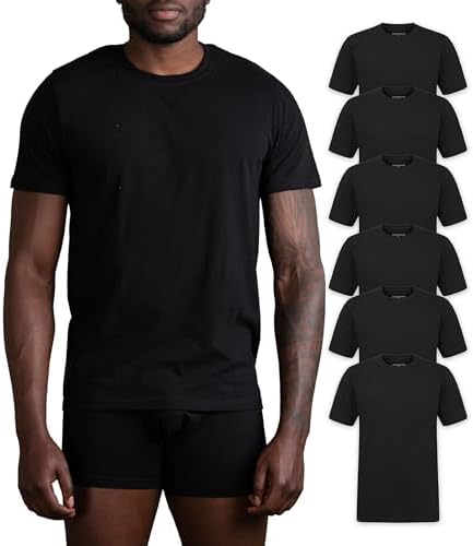 Skechers Mens Classic Fit Crew Neck Undershirts Tag-Free, Lightweight, Moisture-Wicking Cotton Blend T-Shirts, 6 Pack Set
