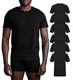 Skechers Men's Classic Fit Crew Neck Undershirt, Tag Free, Lightweight Breathable 6 Pack, Black, Large