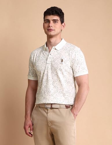 Image of U.S. Polo ASSN. Printed Polo T Shirts for Men - 100% Cotton, Half Sleeves Mens Tshirt