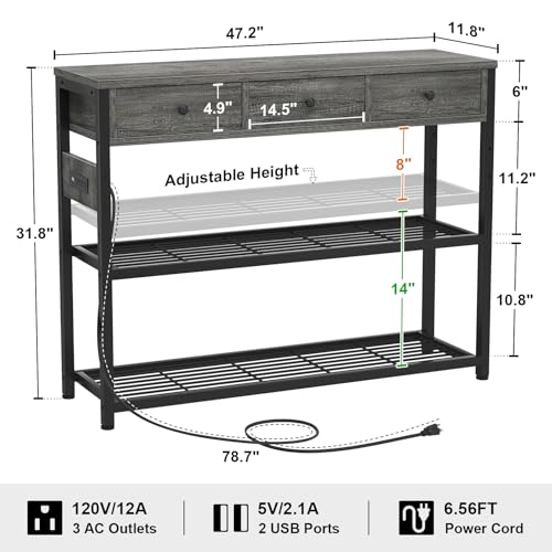 image for Ecoprsio 47'' Entryway Table with Outlets and USB Ports, Console Table
