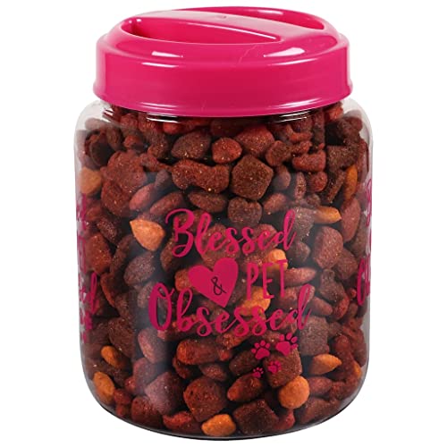 Coming CGT BPA-Free Plastic Airtight Dog Cat Pet Treat & Food Storage Containers Canisters Jars Pink & Blue Blessed & Pet Obsessed Life is Better with Furry Companions Slogans (Set of 2) Coming CGT BPA-Free Plastic Airtight Dog Cat Pet Treat & Food Storage Containers Canisters Jars Pink & Blue Blessed & Pet Obsessed Life is Better with Furry Companions Slogans (Set of 2)