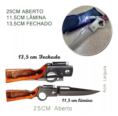 Canivete Tático Retrátil Luatek com LED para Pesca e Camping