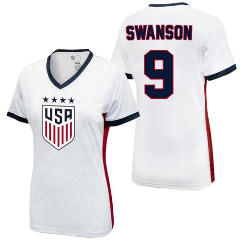 Icon Sports Officially Licensed US Women's National Soccer Team Mallory Swanson Game Day Shirt - Women Adult - WNT81GD White Red L