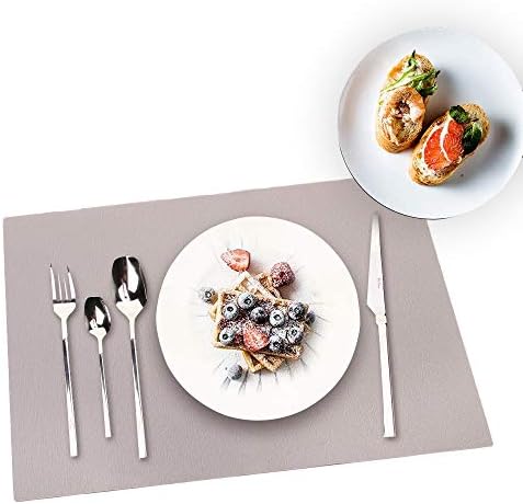 JYKJ Silicone Place Mats Table Placemats, Grey, Extra Large, Non Slip, Heat Resistant, Nonstick Pastry Mats Countertop Worktops Protection, for Dining Table Baby Kid, 45 × 32cm, Set of 4, LG MW