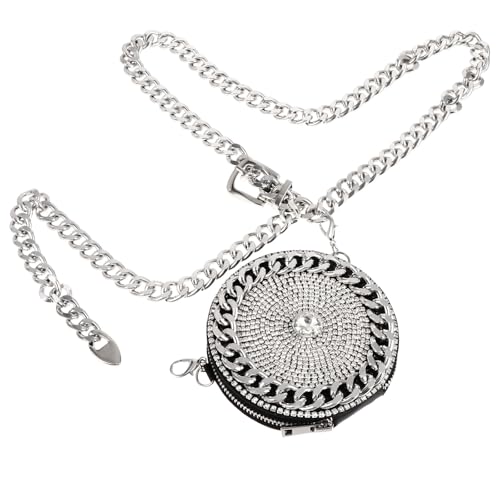 Alasum Mini Bolso de Cintura Gemasy Imitación para Mujer Gemas de Imitación y Cadena de Aleación, Material PU de, Adecuado para Trabajo y