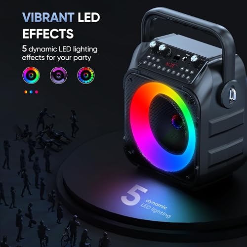 Image of Karaoke Machine, Portable Bluetooth Speaker with 2 Wireless Microphones for Adults & Kids with Lights, Karaoke Microphone with PA System Supports USB /TF /FM /AUX for Home Party Home System Packages