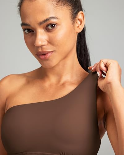 Image of Queenie Ke Womens One Shoulder Sports Bra Left Side Strap Yoga Bras Gym Training Workout Crop Tops