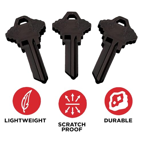 KeySmart AirKey, Aluminum SC1 Key Blanks, 75% Lighter, 2X Stronger Than Brass Bulk Keys, Durable and Scratch-Free, SC1 Set (3 Pack, Black)