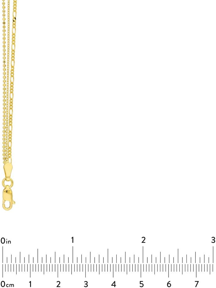 JewelryWeb 14k Yellow Gold Mixed Link Triple Strand Adjustable Necklace 18 Inch Strand Necklace for Women
