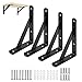 4 Pcs Equerre Etagere Murale Noir 15cm Équerre Triangulaire Support Etagere Murale en Fer Noir avec Vis pour étagère déco cuisine chambre meubles suspendus placard (Charge 30kg)