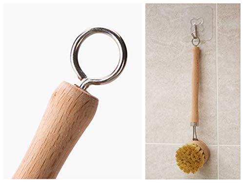 Wooden Dish Brush, A-1Ux Bamboo Wood & Natural Bristle Tampico Fiber Washing Up Brushes With 2Pcs Replacement Brush Heads For Pot Pan Dish Bowl Kitchen Cleaning #TOP5
