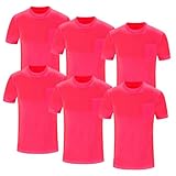 JOYYANGFANG Hi Vis T Shirt High Visibility Shirts for Men Safety Shirts with Pocket Breathable Construction Work Mesh Short Sleeve Pink 6 PCS 2XL