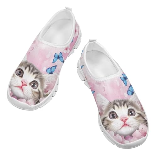 Girls'Running Shoes,Boys'Slip On Flats Lightweight Sports Shoes,Comfortable Elastic Shoes for Playing Walking4