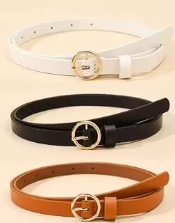 HAPANI FASHION Women Leather Waist Belt Pack of 3 Adjustable Solid Design Belts for Saree Dress Party Casual Traditional U... Price In India