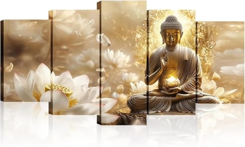 cyongshan Buddha Wall Art Modern Decor 5 Panel Canvas Artwor