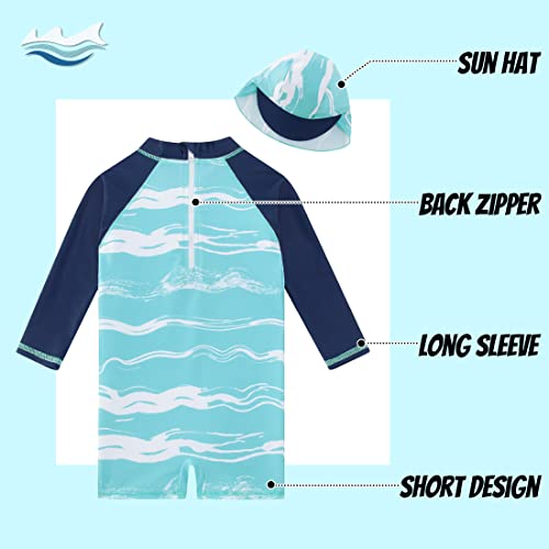 ADUKIDE Baby Boys Swimsuit Summer Beach Rash Guard Swimwear One Piece Sunsuit with Sun Hat 3-24 Months2